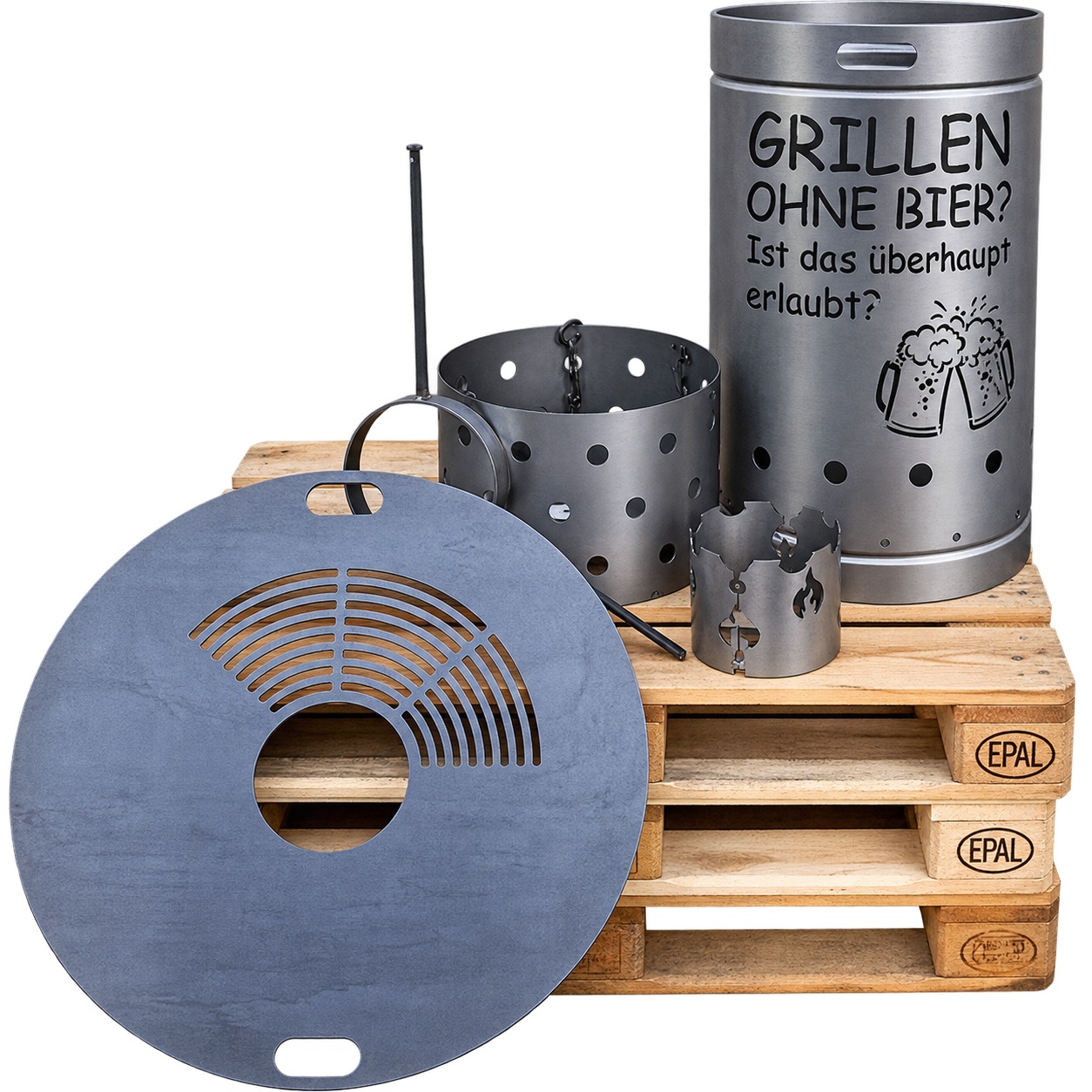 Holzkohlekorb & Halterung